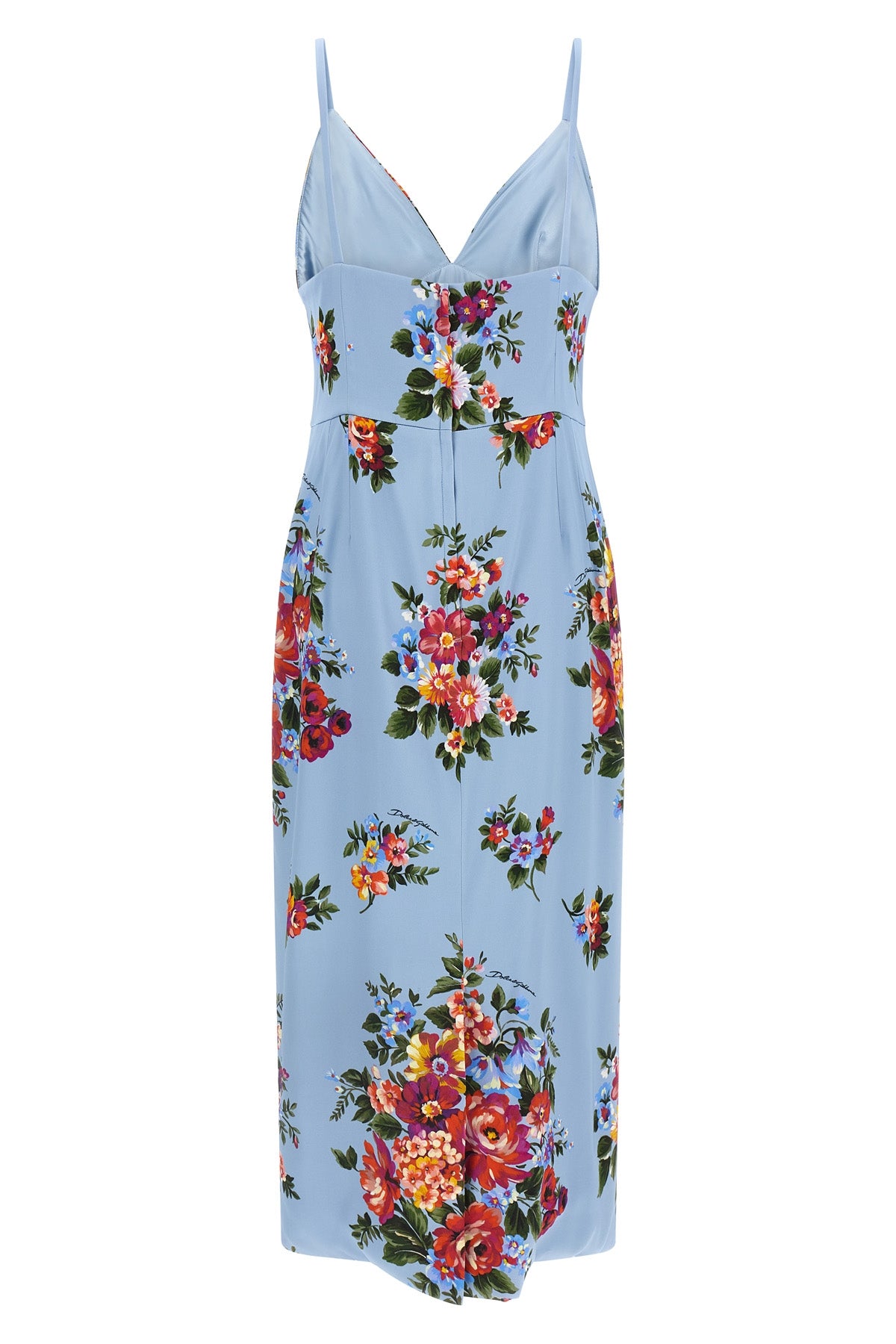 all over mazzo di fiori print satin midi dress