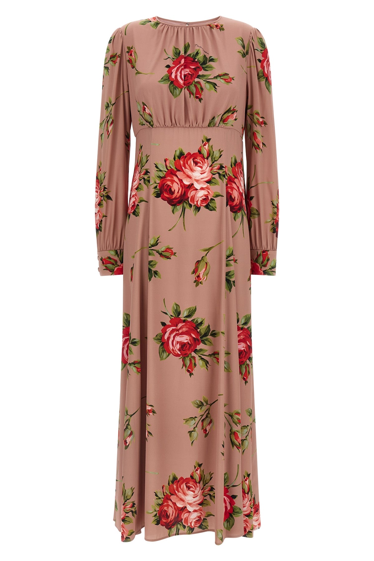 all-over long dress in silk crêpe