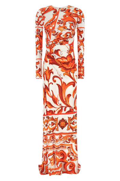 long dress in viscose organzine