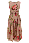 all over bouquet rose print cotton midi dress