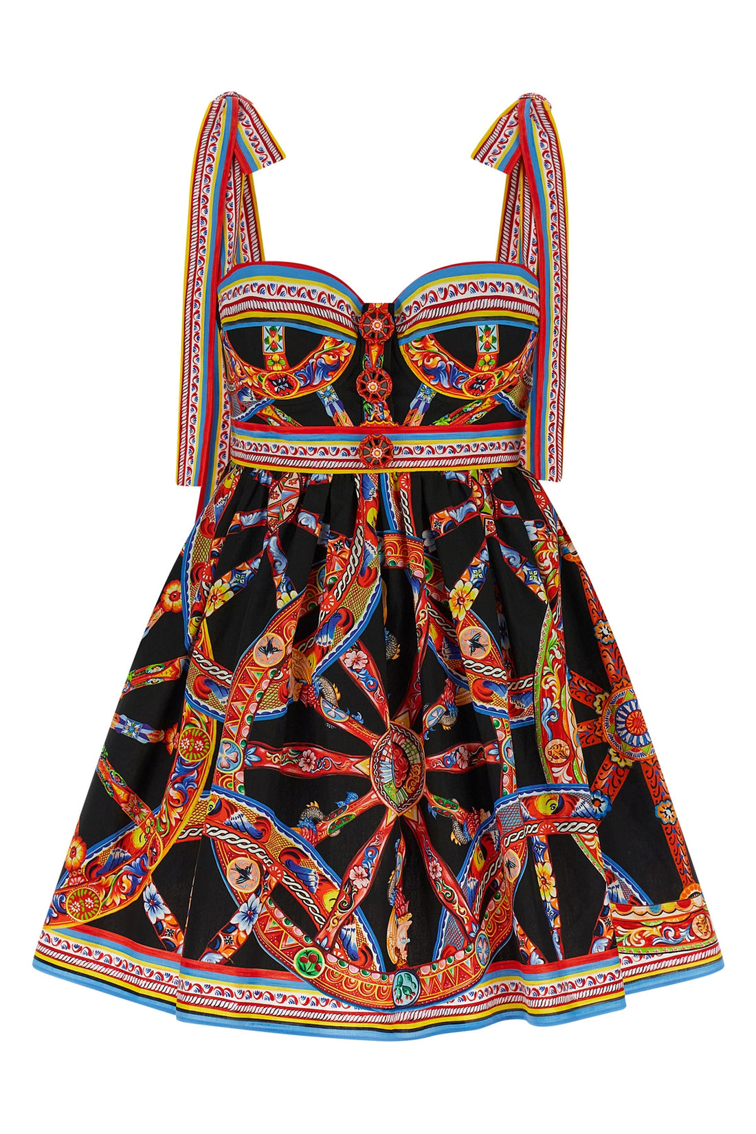 DOLCE &amp; GABBANA 40 the dolce&amp;gabbana pure cotton poplin mini dress stands out for its iconic multic