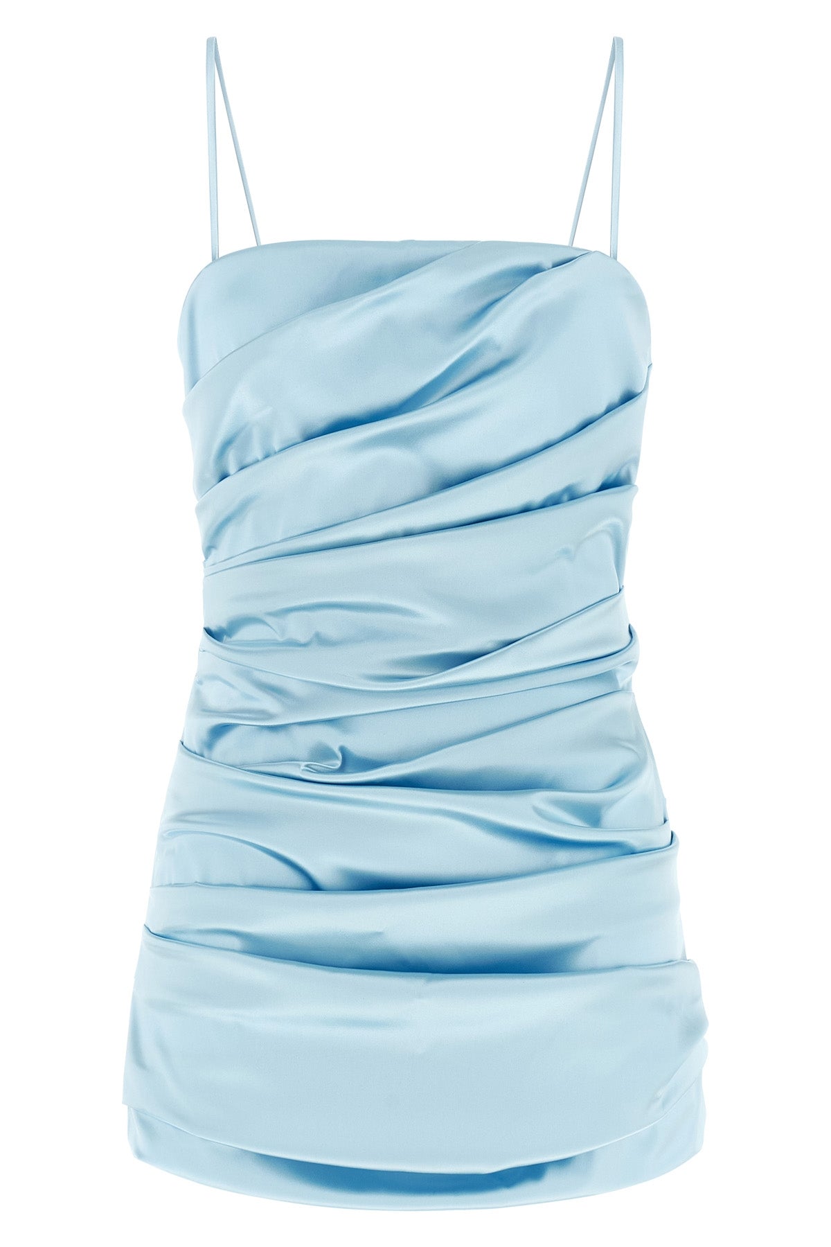 sleeveless mini dress in stretch satin