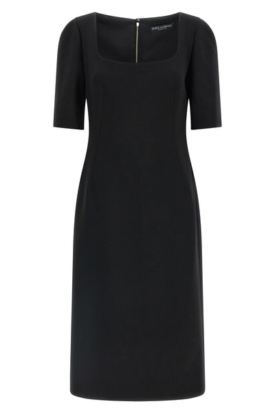 the dolce&gabbana double crêpe wool midi dress defines an impeccable sartorial s