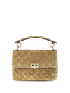 medium rockstud spike suede top handle bag