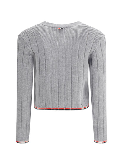 THOM BROWNE 38 ladder full needle rib stitch v neck car