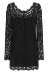 the dolce&gabbana mini dress in black cordonetto lace defines a tight silhouette