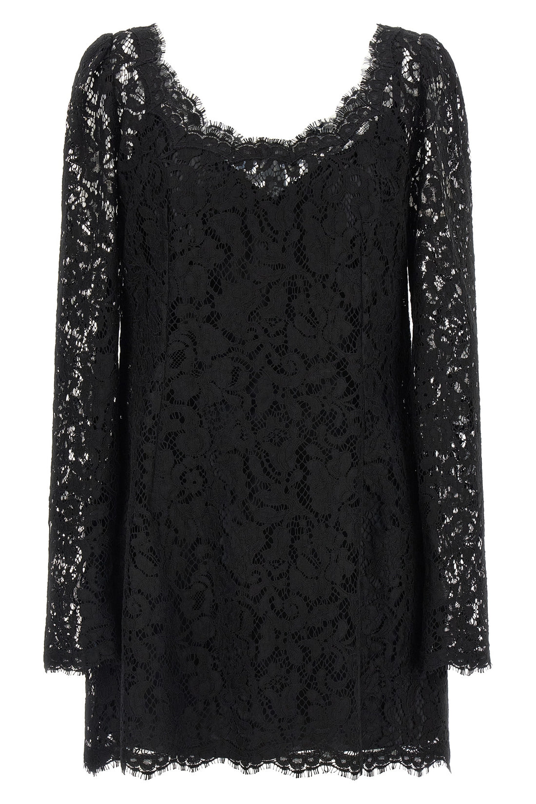 DOLCE &amp; GABBANA 38 the dolce&amp;gabbana mini dress in black cordonetto lace defines a tight silhouette