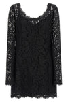 the dolce&gabbana mini dress in black cordonetto lace defines a tight silhouette