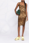 leopardo print silk blend bustier dress