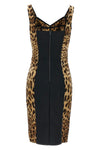 leopardo print silk blend bustier dress