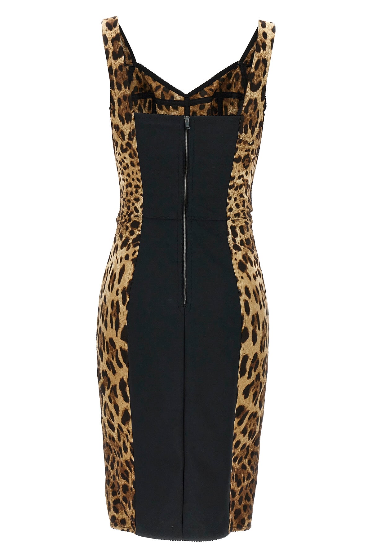 leopardo print silk blend bustier dress