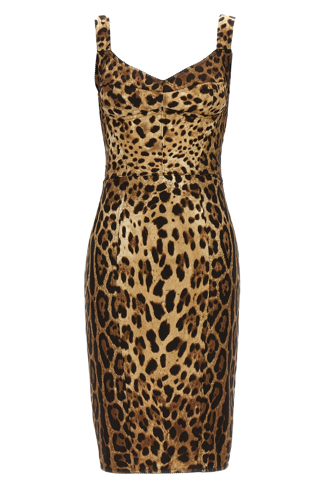 DOLCE &amp; GABBANA 42 leopardo print silk blend bustier dress