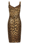 leopardo print silk blend bustier dress