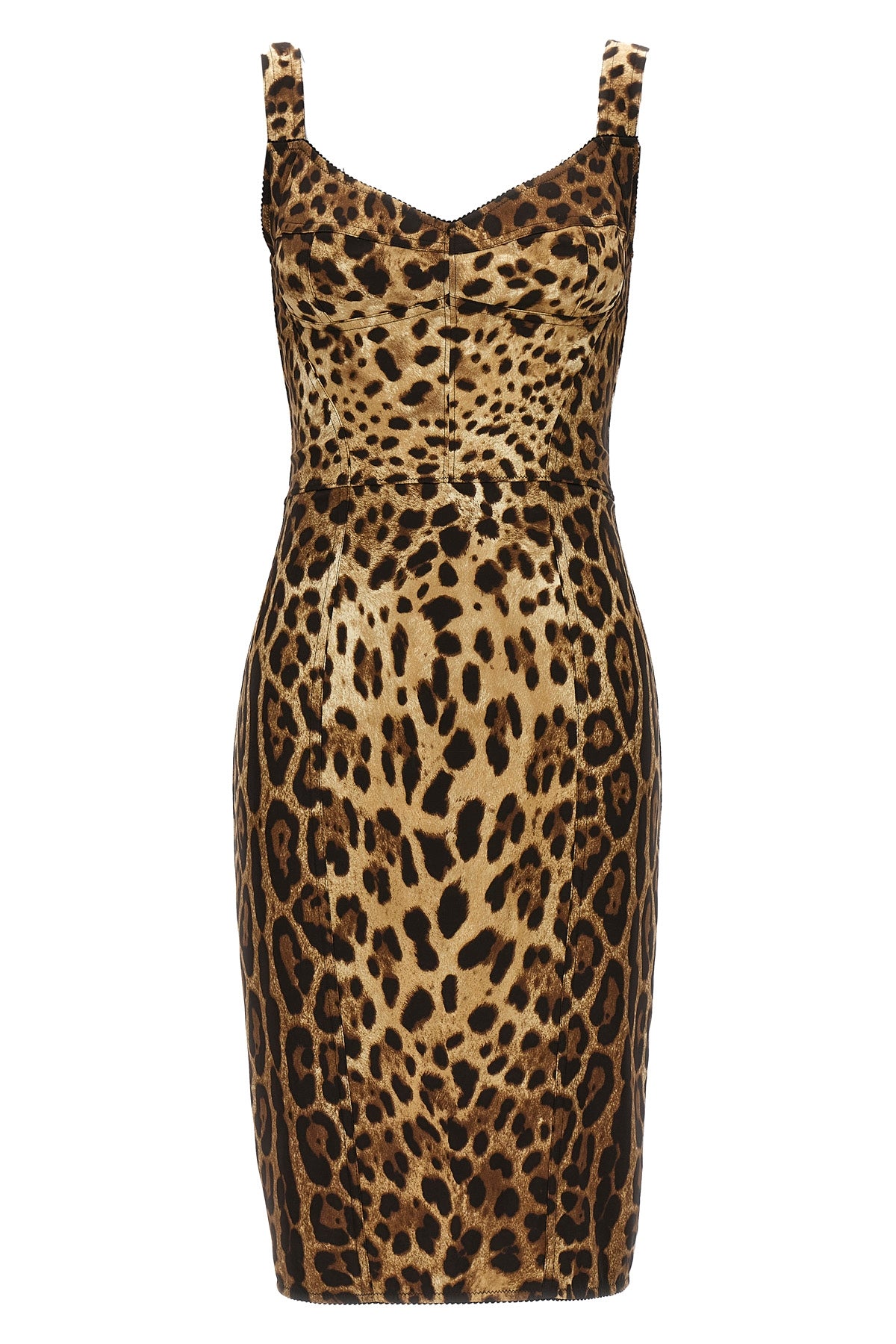 leopardo print silk blend bustier dress