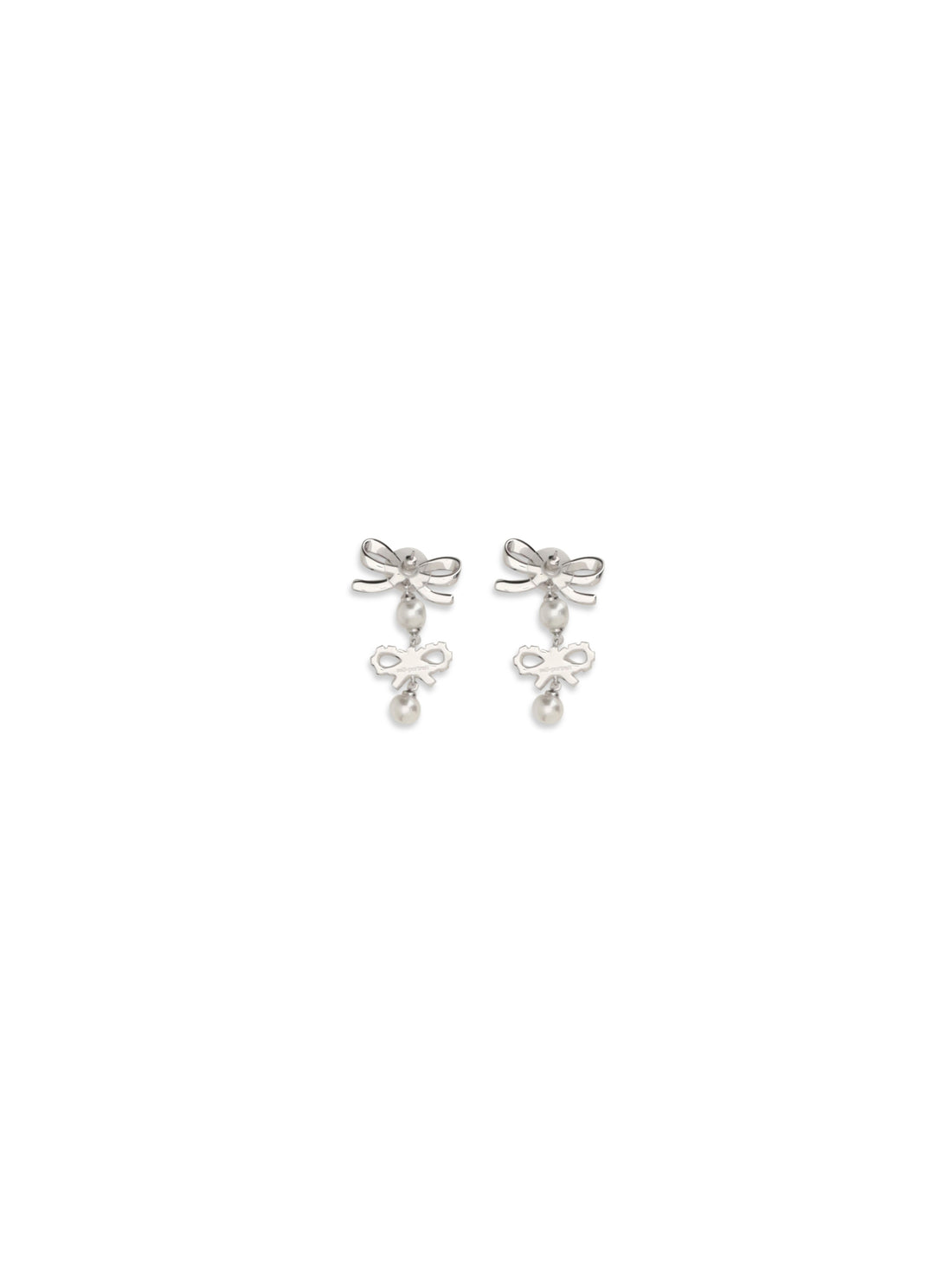 SELF-PORTRAIT OS double bow pearl earrings