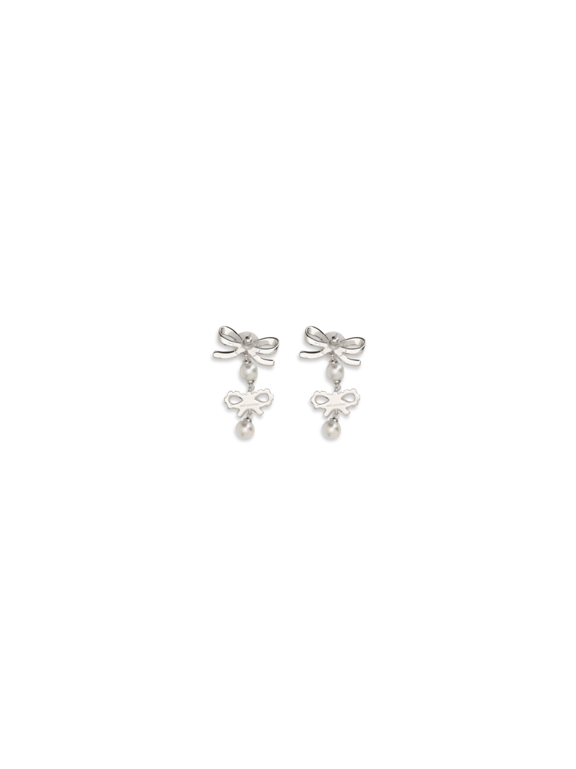 double bow pearl earrings
