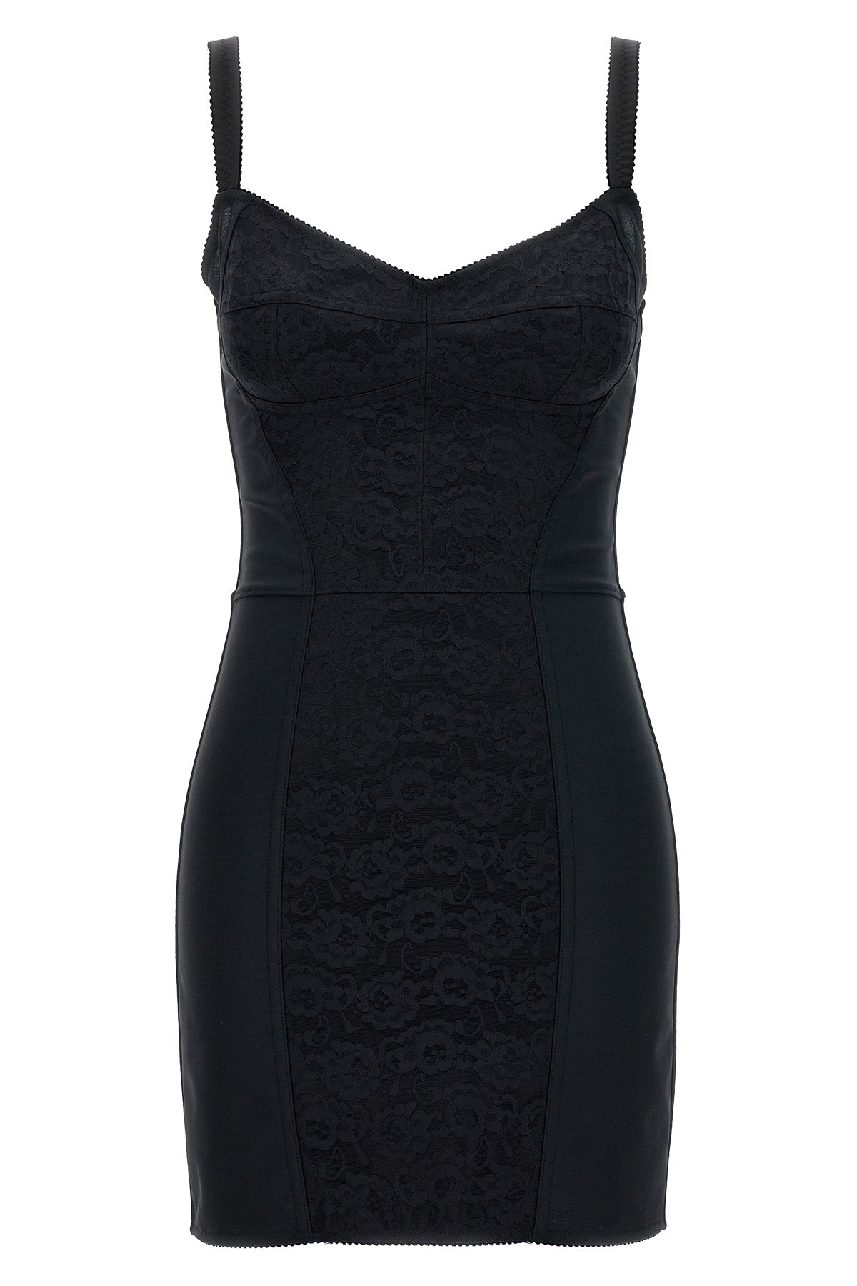 essential corsetry petticoat dress in technical fabric and lace