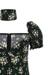 mini dress in all-over floral print silk charmeuse