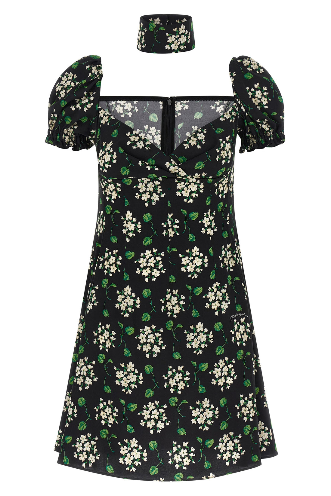 DOLCE &amp; GABBANA 40 mini dress in all-over floral print silk charmeuse