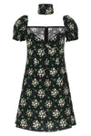 mini dress in all-over floral print silk charmeuse