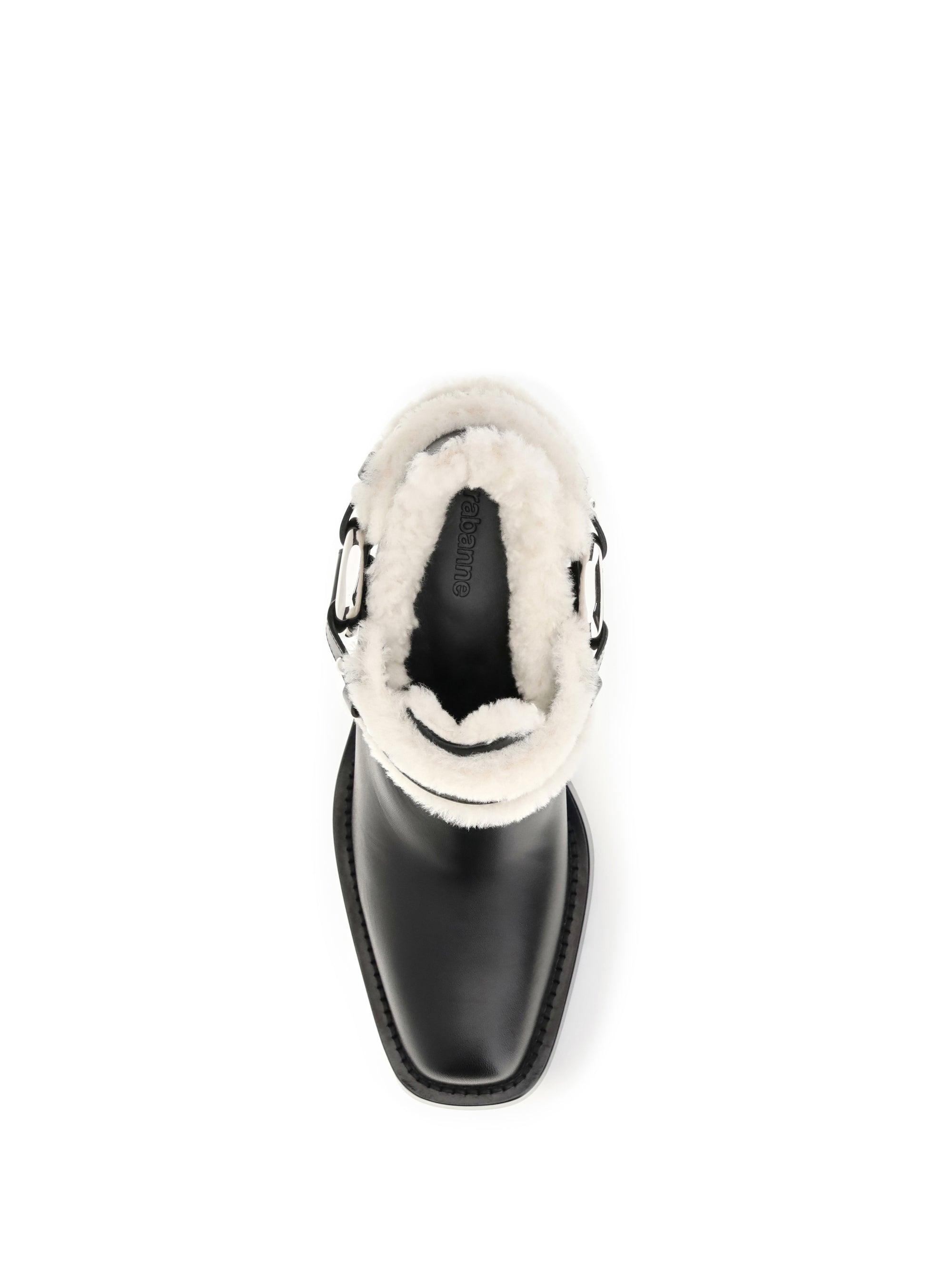 shearling trim biker ankle boots