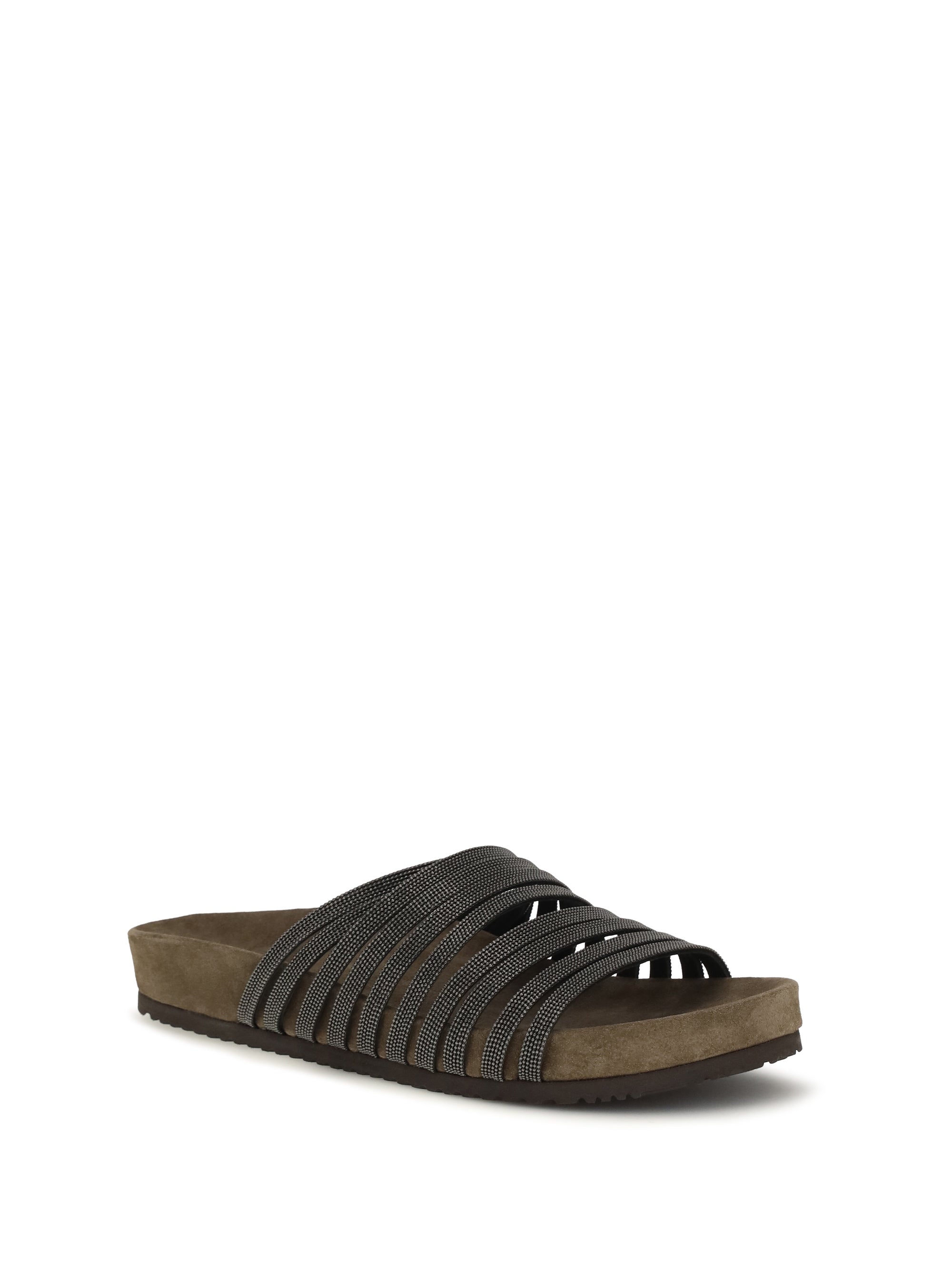 lace-up slides with monili embellishment