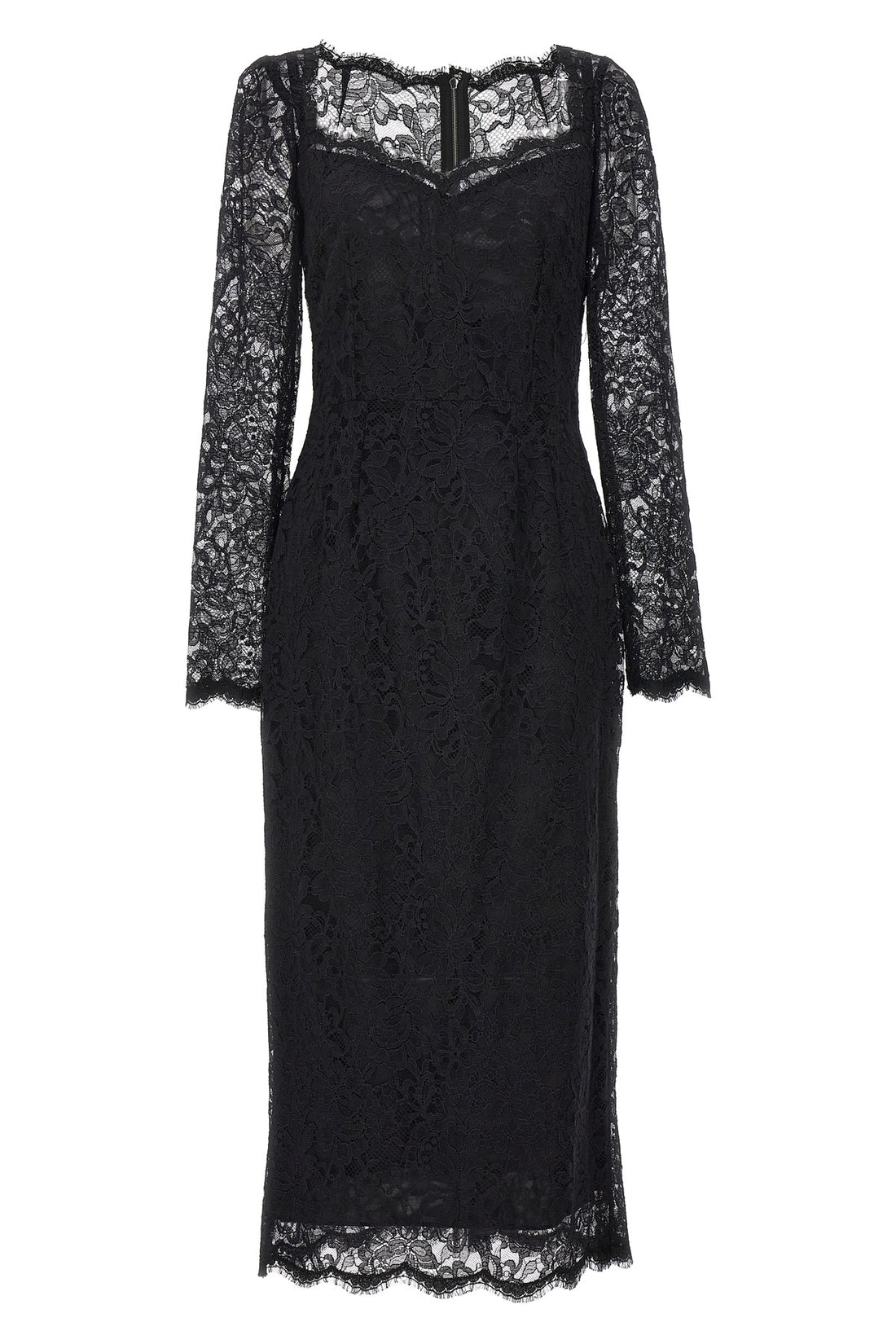 DOLCE &amp; GABBANA 38 lace midi dress in stretch fabric