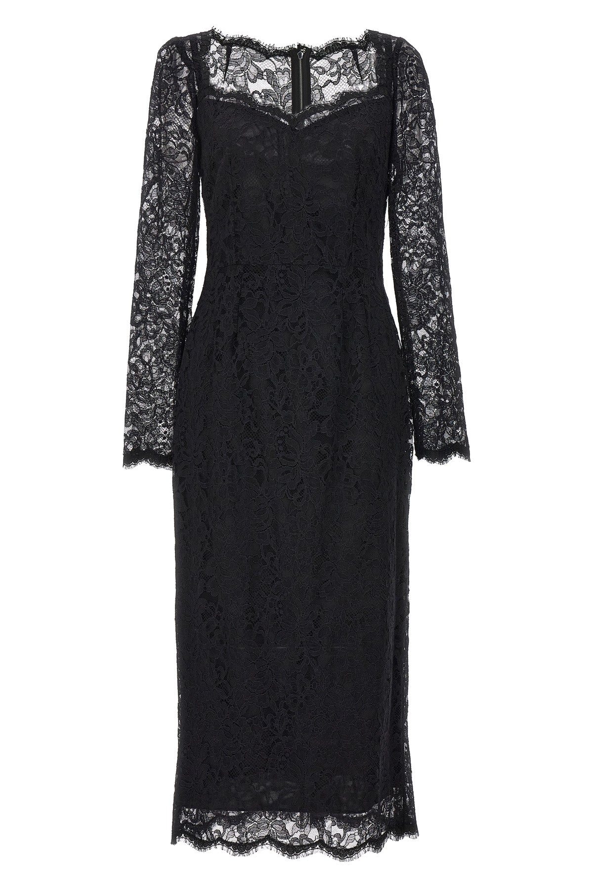lace midi dress in stretch fabric