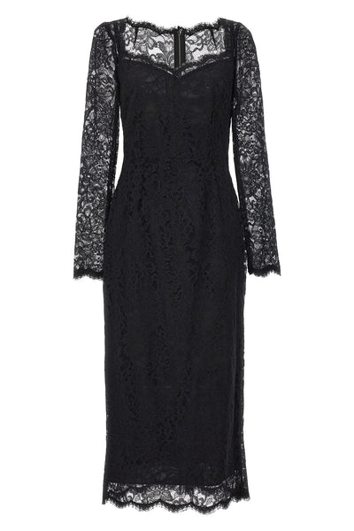 lace midi dress in stretch fabric