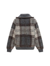 checked wool zip cardigan