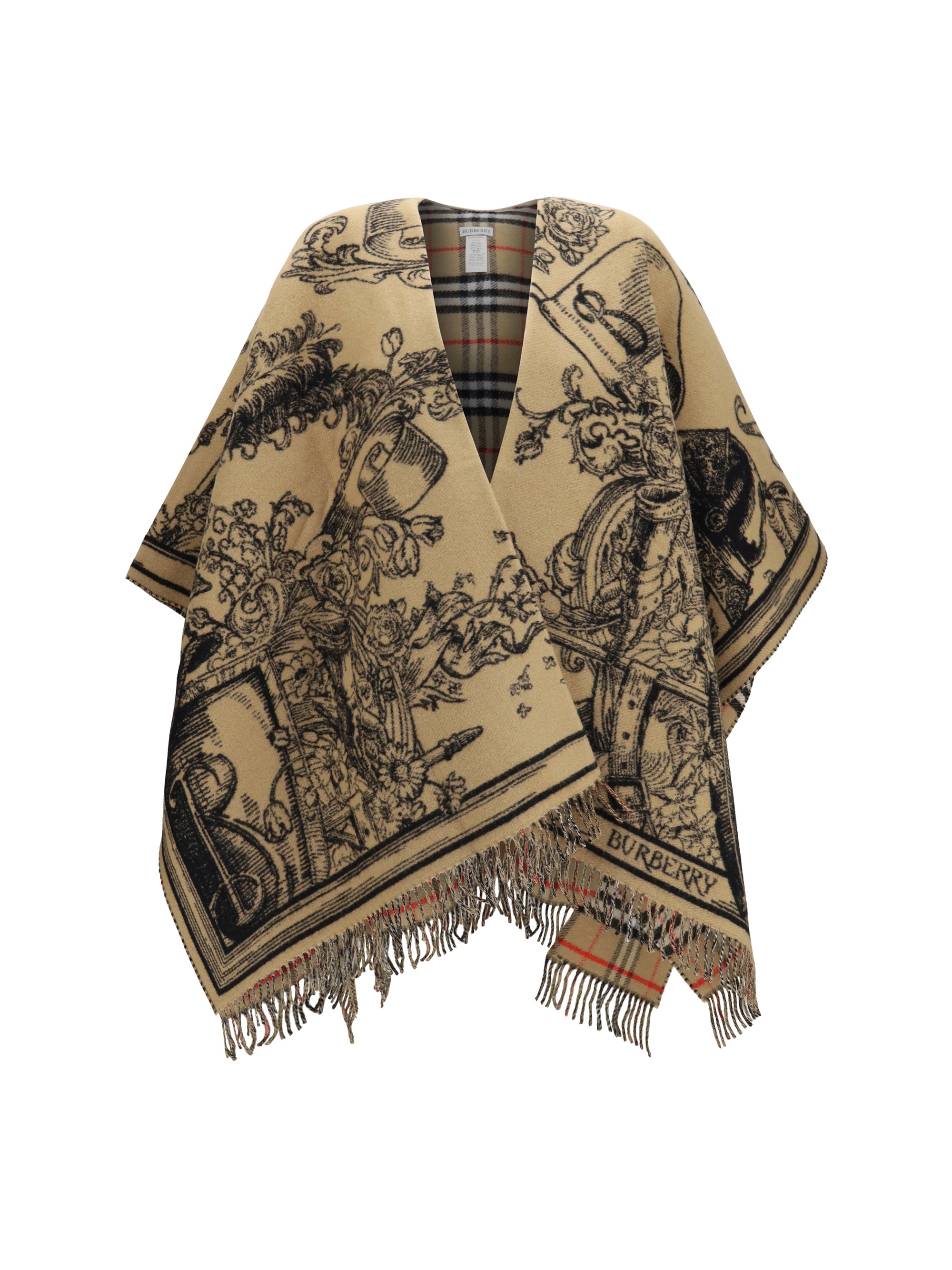 wool knight-motif cape