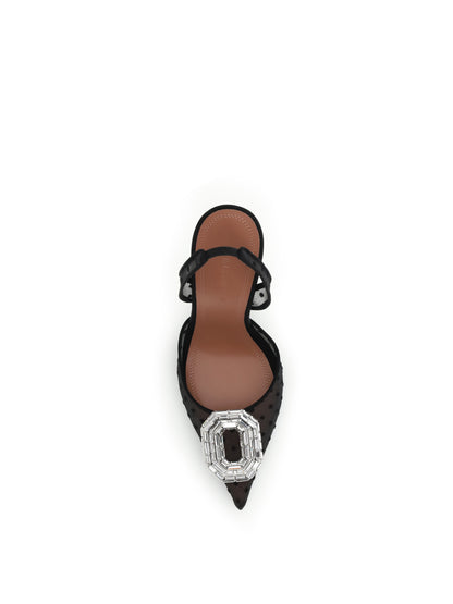 AMINA MUADDI 36 camelia sling 105 pumps in lace with polka-dot 