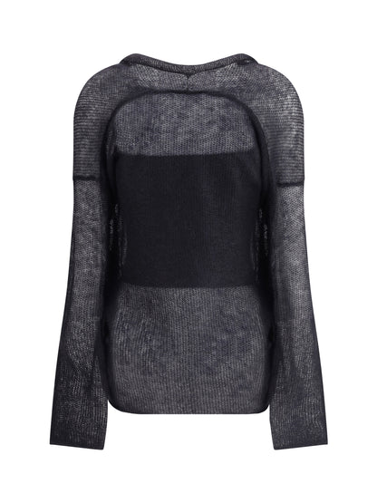 GIORGIO ARMANI 44 double-breasted cardigan and top in a wool and mohair blend twin-set