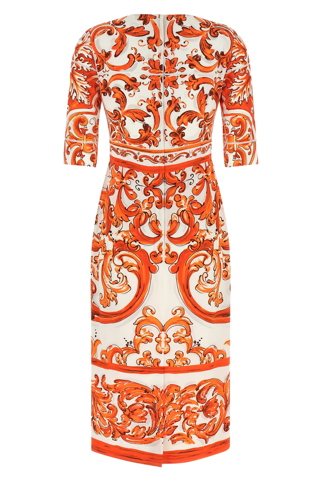 DOLCE &amp; GABBANA 38 maiolica print silk charmeuse midi dress