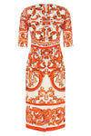maiolica print silk charmeuse midi dress
