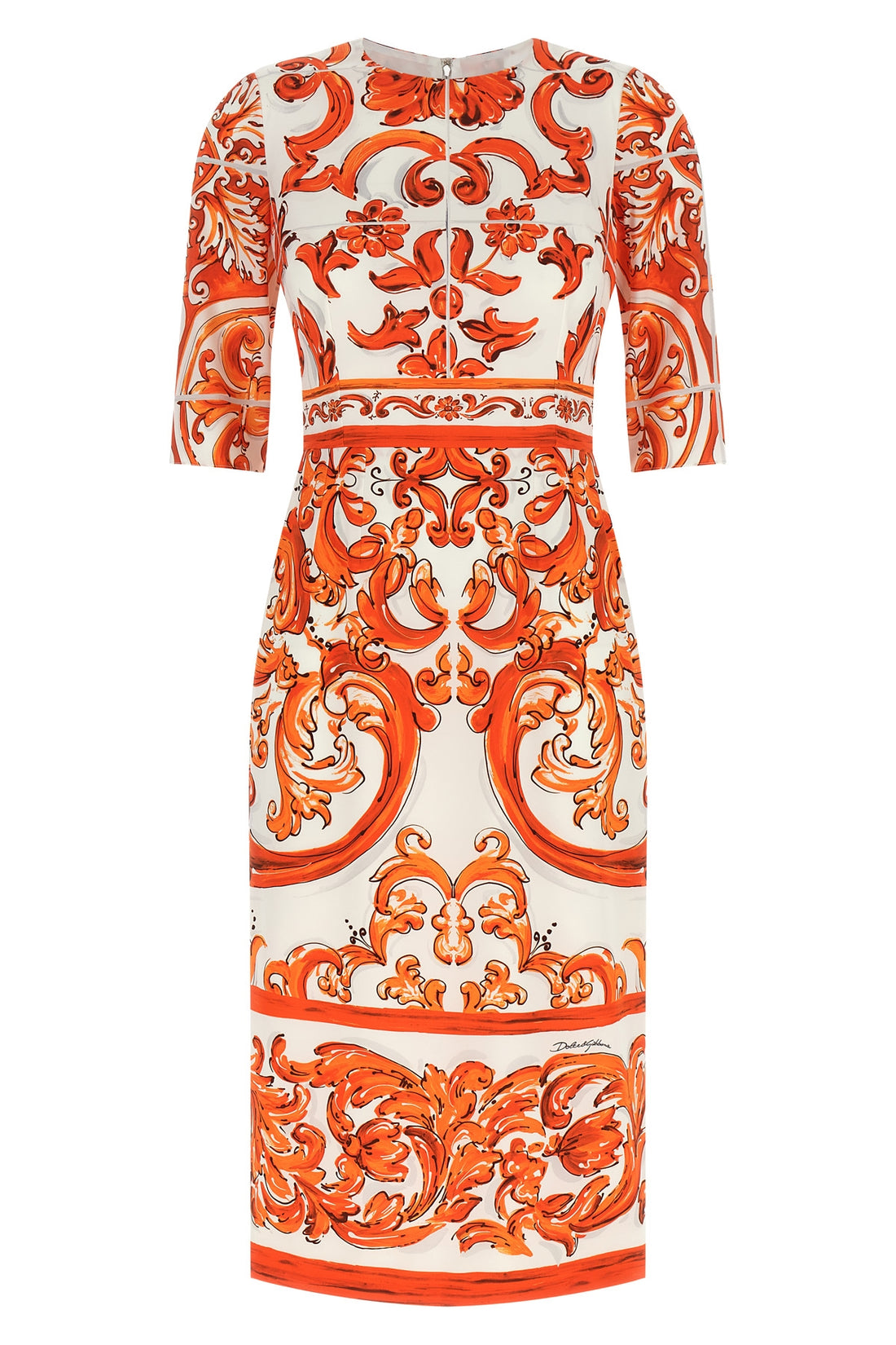 DOLCE &amp; GABBANA 38 maiolica print silk charmeuse midi dress
