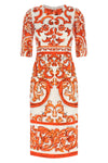 maiolica print silk charmeuse midi dress