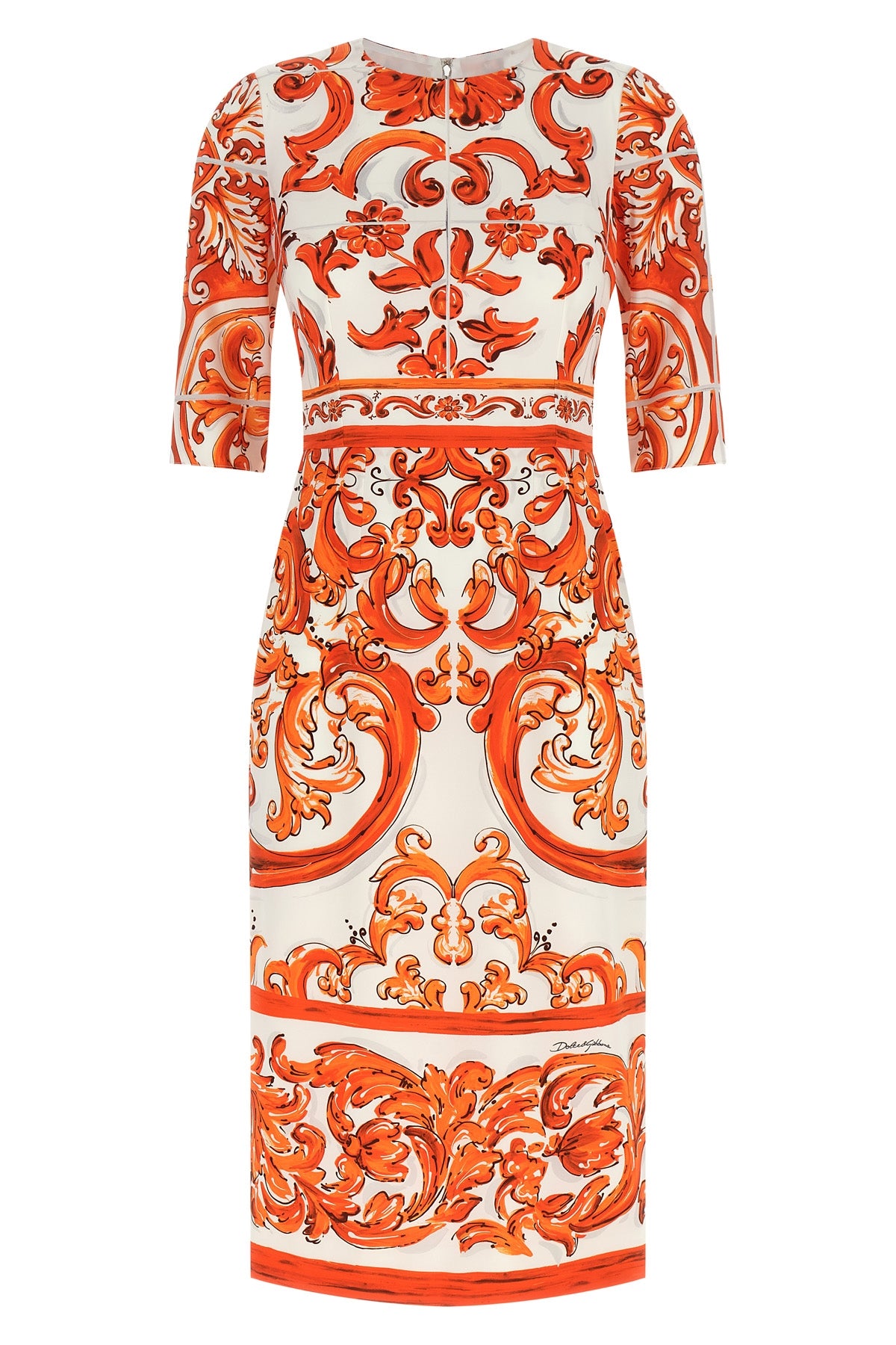 maiolica print silk charmeuse midi dress