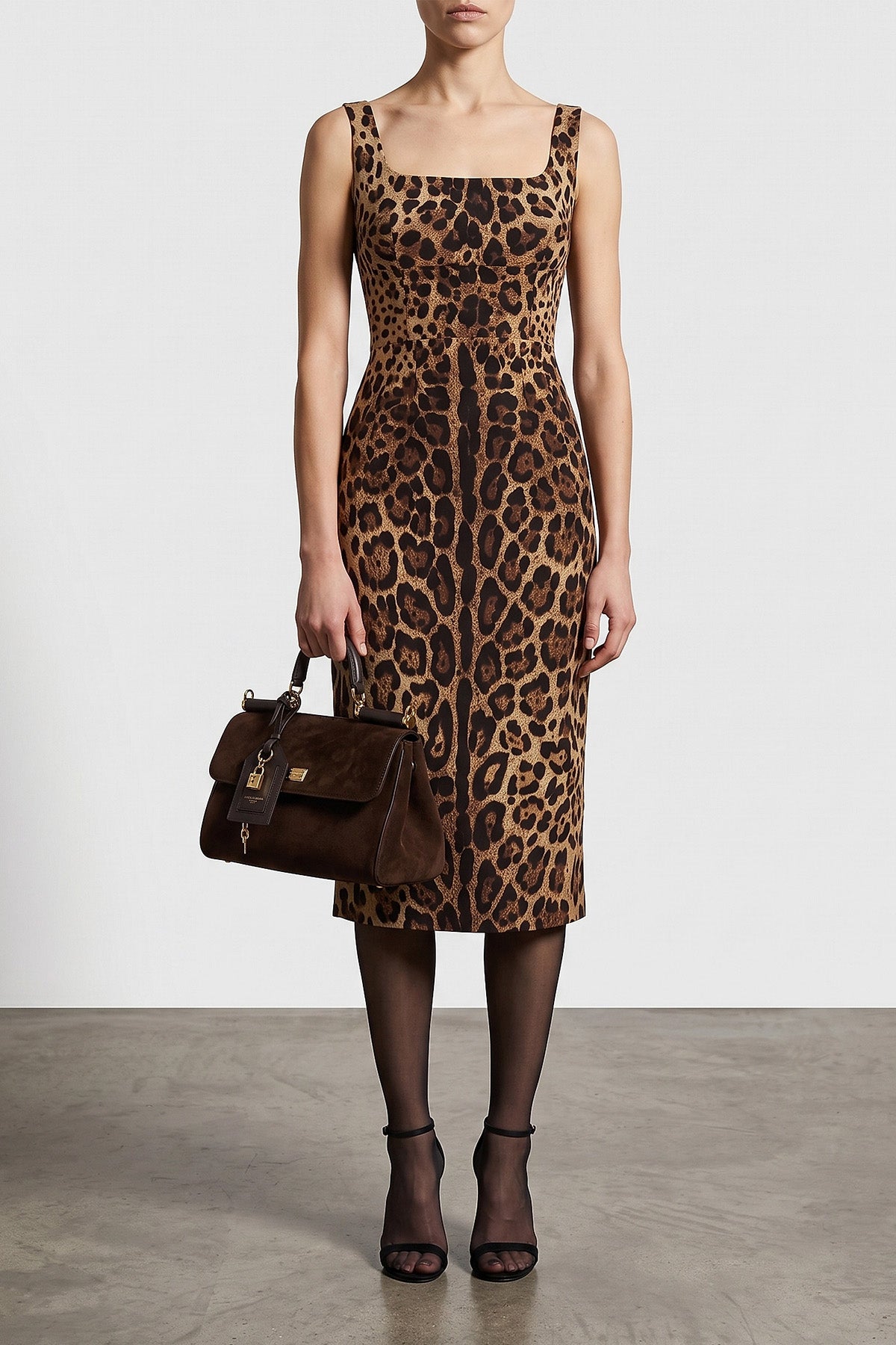 the dolce & gabbana midi dress in stretch silk charmeuse defines the silhouette