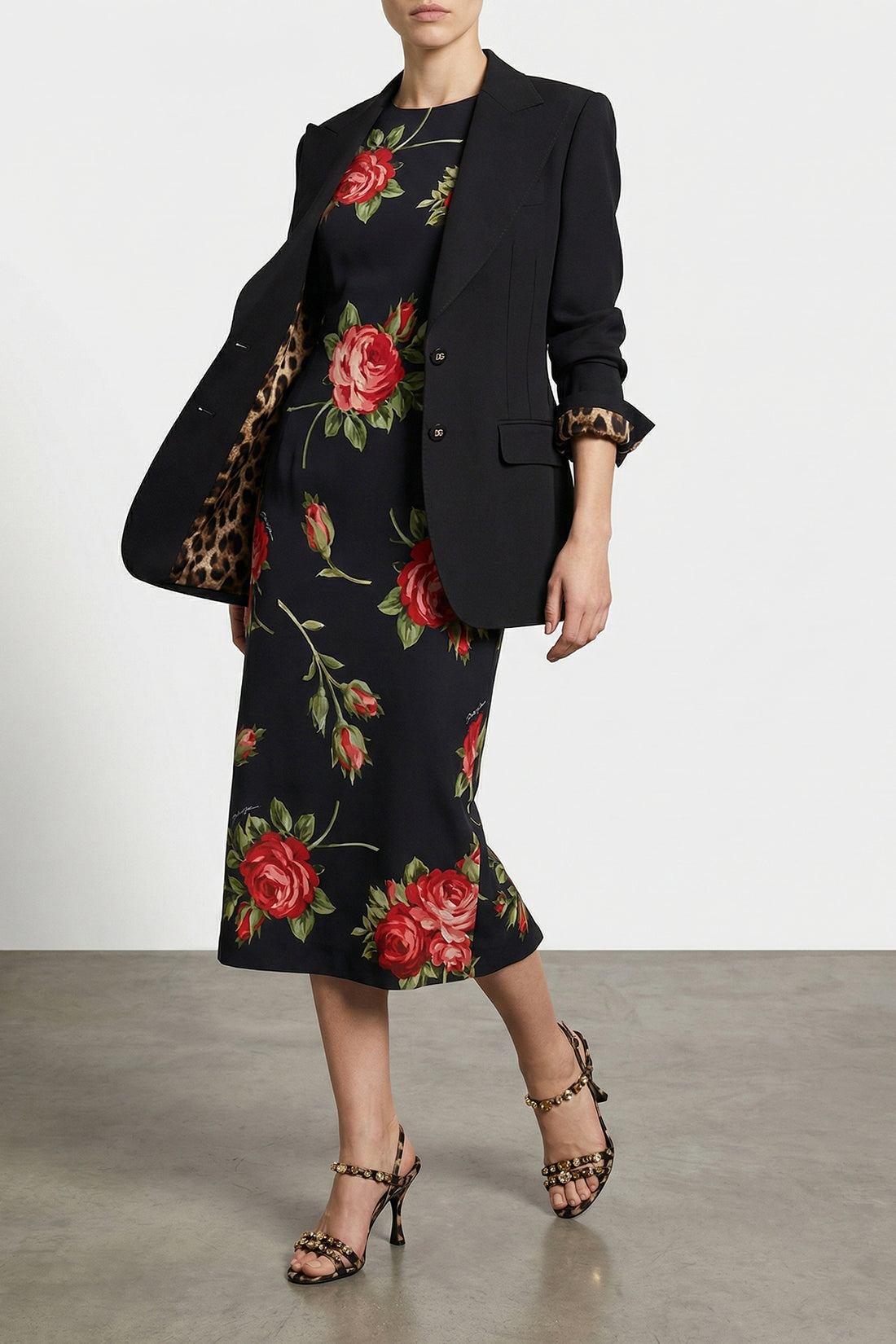 DOLCE &amp; GABBANA 38 midi dress in viscose satin