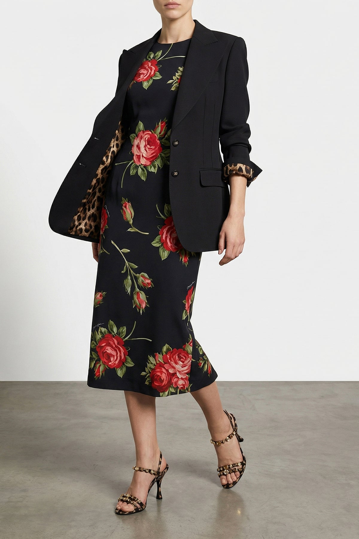 midi dress in viscose satin