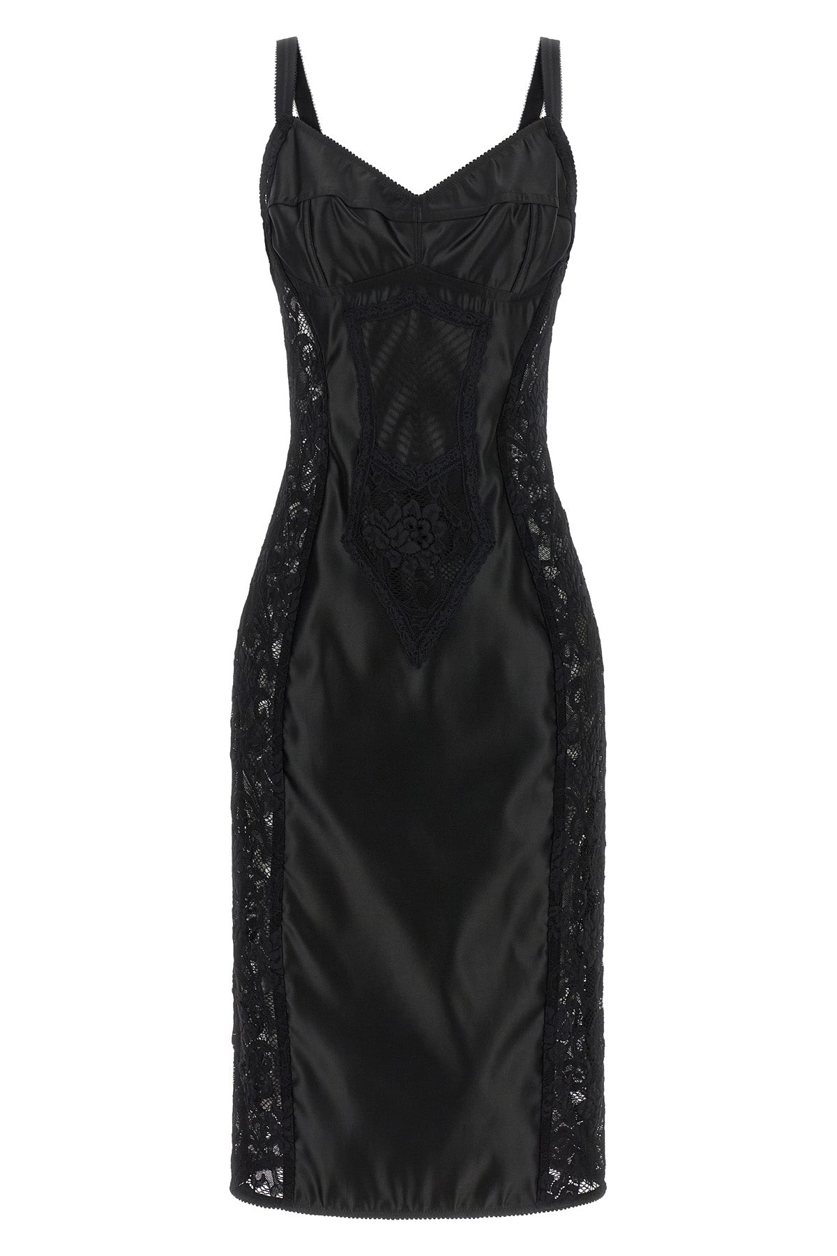 the dolce & gabbana longuette dress defines a tight silhouette through a rigorou