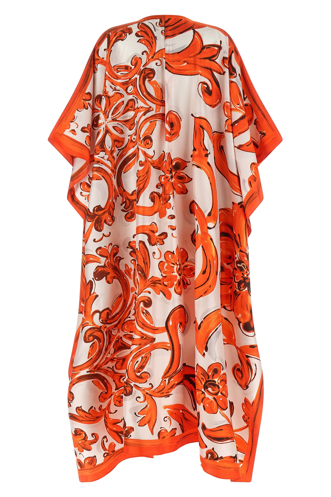 DOLCE &amp; GABBANA 40 long dress in maiolica print silk twill