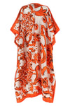 long dress in maiolica print silk twill