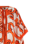 long dress in maiolica print silk twill