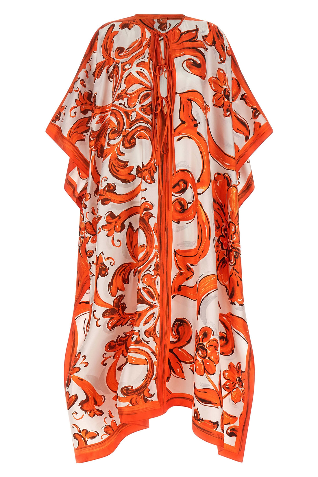 DOLCE &amp; GABBANA 40 long dress in maiolica print silk twill
