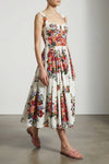 mazzo di fiori print cotton midi dress
