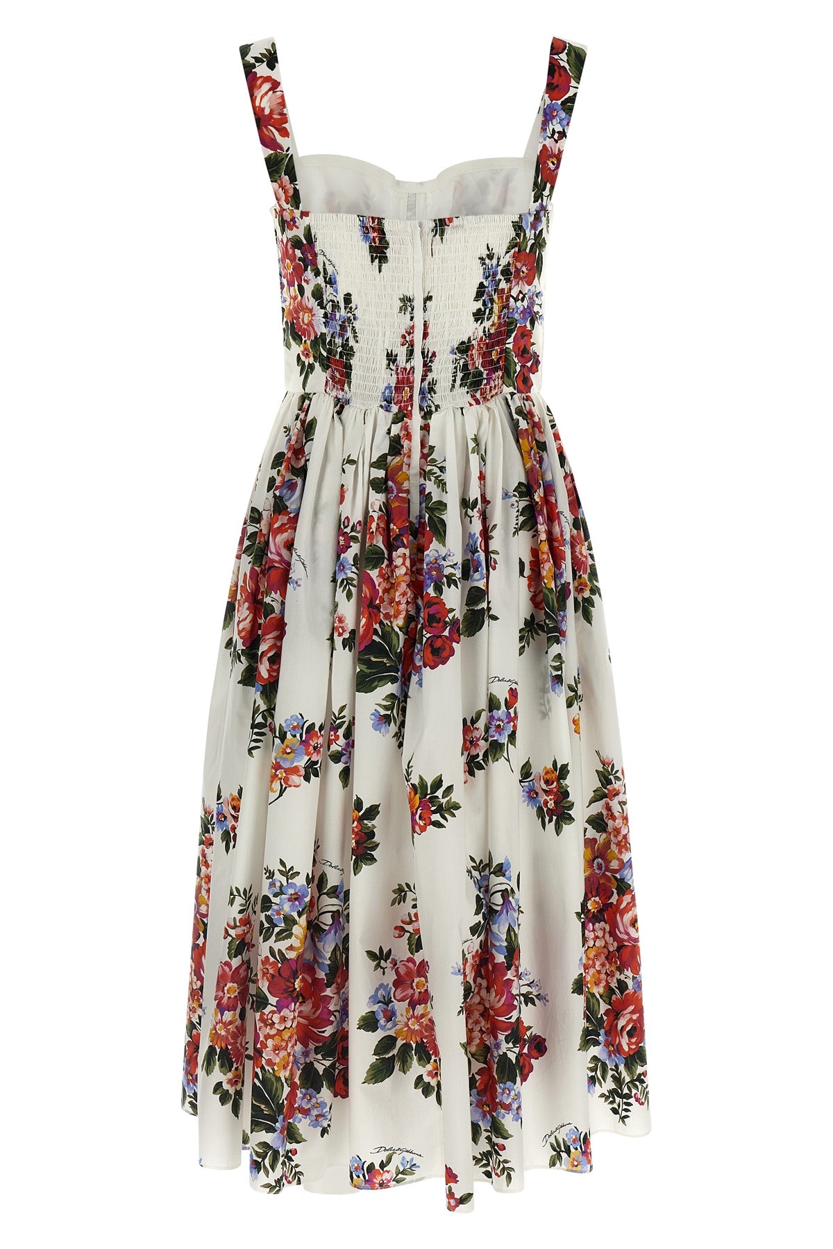 mazzo di fiori print cotton midi dress