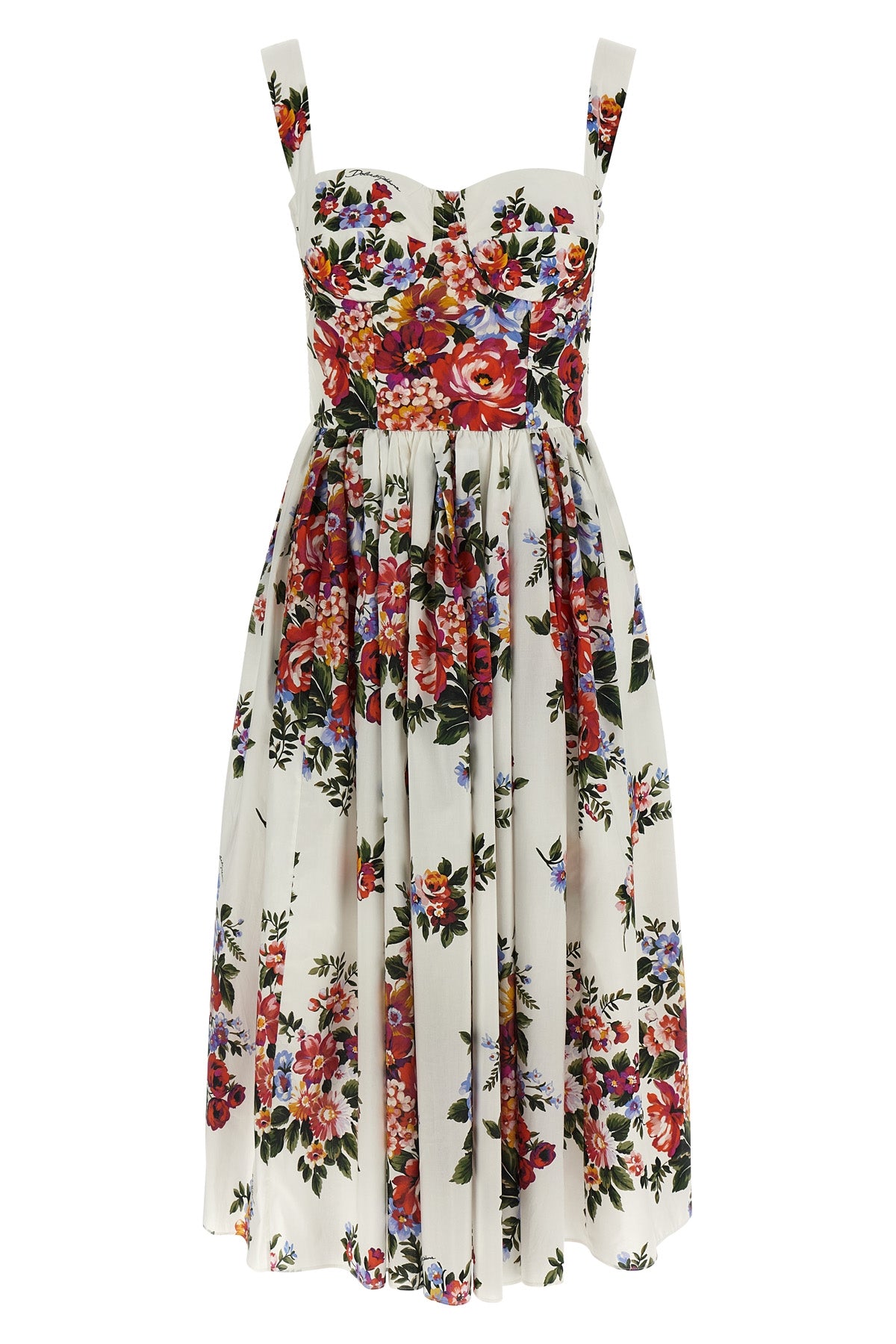 mazzo di fiori print cotton midi dress