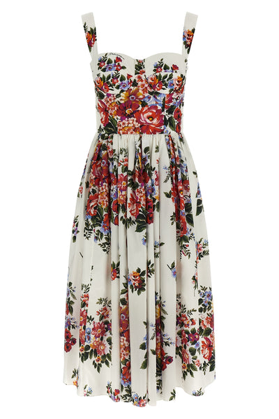 mazzo di fiori print cotton midi dress